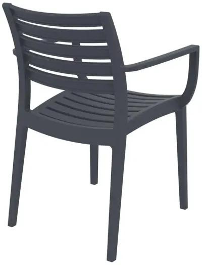 33" Gray Stackable Outdoor Patio Dining Arm Chair