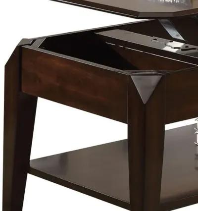 Innovative Coffee Table with Lift Top, Walnut Brown-Benzara