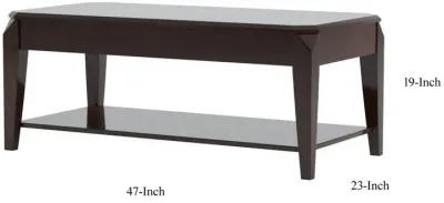 Innovative Coffee Table with Lift Top, Walnut Brown-Benzara