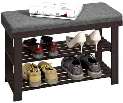 2-Tier Bamboo Shoe Bench with Stable Design for Entryway or Living Room