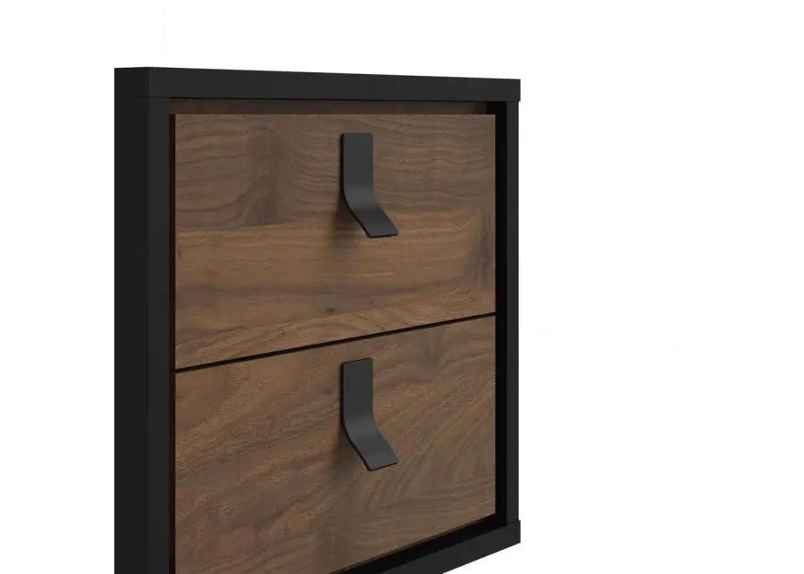 Tvilum Ry 2 Drawer Nightstand, Black Matte/Walnut