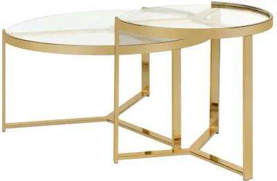 Coaster Co. of America Delia 2-piece Round Nesting Table Clear and Gold