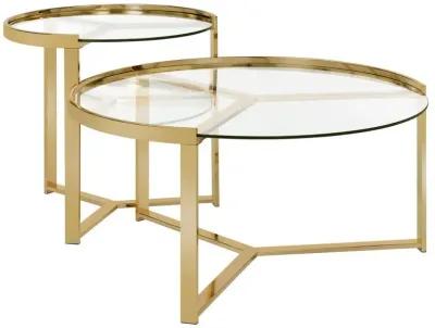 Coaster Co. of America Delia 2-piece Round Nesting Table Clear and Gold