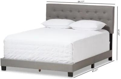 Baxton Studio Cassandra Modern and Contemporary Light Grey Fabric Upholstered Queen Size Bed