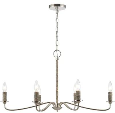 Abaca 32" Wide Polished Nickel 6-Lt Chandelier