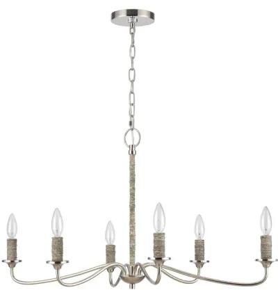 Abaca 32" Wide Polished Nickel 6-Lt Chandelier