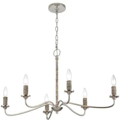 Abaca 32" Wide Polished Nickel 6-Lt Chandelier