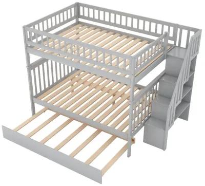 Full Over Full Bunk Bed With Trundle And Staircase