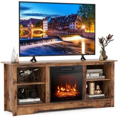 Hivvago 58 Inches TV Stand  for Flat Screen TVs Up to 65 Inches with 18 Inches Electric Fireplace Heater