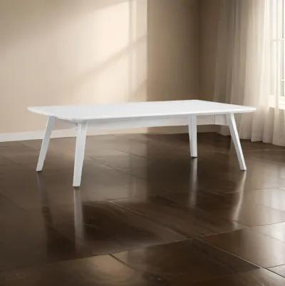 Hle 51 Inch Coffee Table, Rectangular White Top, Powder Coated Legs, Wood - Benzara