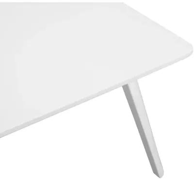 Hle 51 Inch Coffee Table, Rectangular White Top, Powder Coated Legs, Wood - Benzara