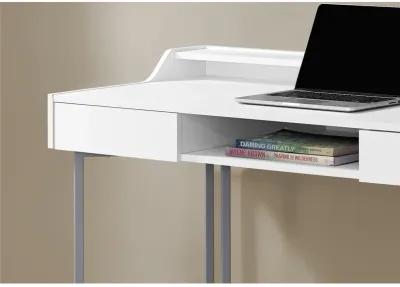 Monarch Specialties I 7361 Computer Desk, Home Office, Laptop, Storage Drawers, 48"L, Work, Metal, Laminate, White, Grey, Contemporary, Modern