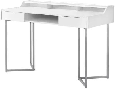 Monarch Specialties I 7361 Computer Desk, Home Office, Laptop, Storage Drawers, 48"L, Work, Metal, Laminate, White, Grey, Contemporary, Modern