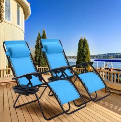 Hivvago 2 Pieces Folding Lounge Chair with Zero Gravity