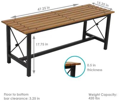 Sunnydaze 17.75" European Chestnut Patio Dining Bench