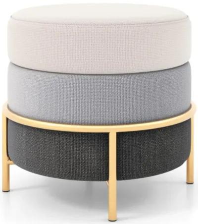 Hivvago Upholstered Linen Fabric Ottoman with Gold Metal Legs and Anti-slip Foot Pads