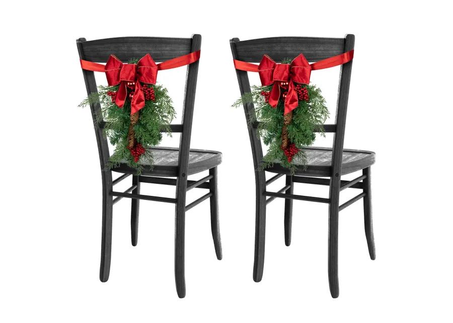 Set of 2 Mixed Cedar and Pine Christmas Chair Back Swags