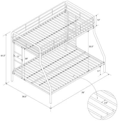 Atwater Living Cassia Twin over Full Metal Bunk Bed with Two Ladders and Safety Railings