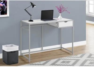 Monarch Specialties I 7222 Computer Desk, Home Office, Laptop, Storage Drawer, 42"L, Work, Metal, Laminate, White, Grey, Contemporary, Modern