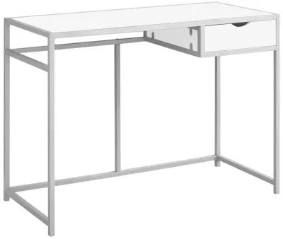 Monarch Specialties I 7222 Computer Desk, Home Office, Laptop, Storage Drawer, 42"L, Work, Metal, Laminate, White, Grey, Contemporary, Modern