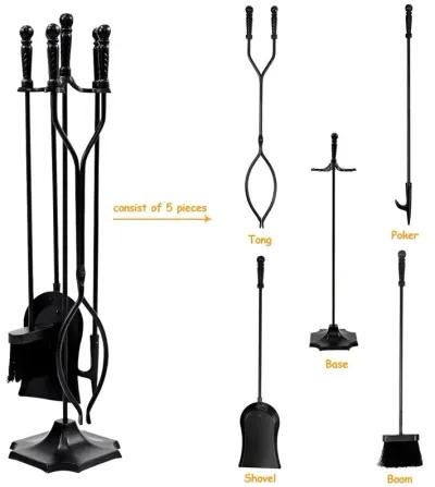 31 inch 5 Pieces Metal Fireplace Tool Set with Stand