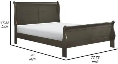 Gage Traditional California King Sleigh Bed, Wood Frame, Stained Gray-Benzara