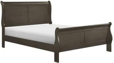 Gage Traditional California King Sleigh Bed, Wood Frame, Stained Gray-Benzara