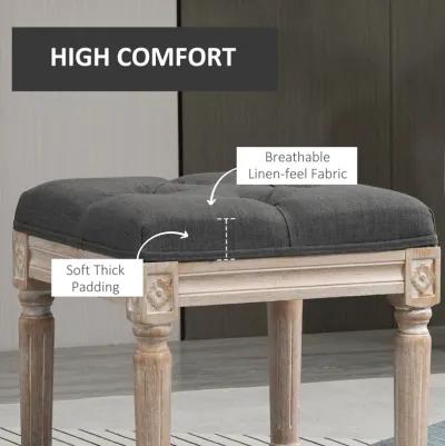 Grey Foot Rest: 15.75" Vintage Tufted Ottoman for Living Room