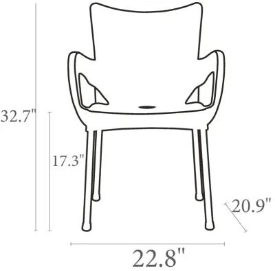 33.25" Black and Silver Outdoor Patio Dining Arm Chair