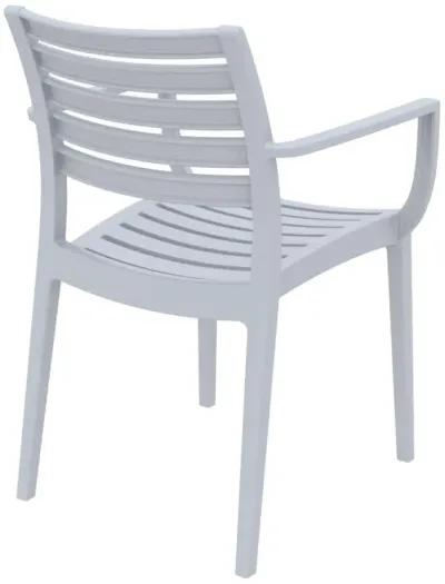 33" Gray Stackable Outdoor Patio Dining Arm Chair