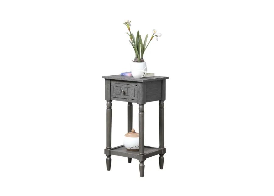 Convenience Concepts French Country Khloe 1 Drawer Accent Table with Shelf, Wirebrush Dark Gray