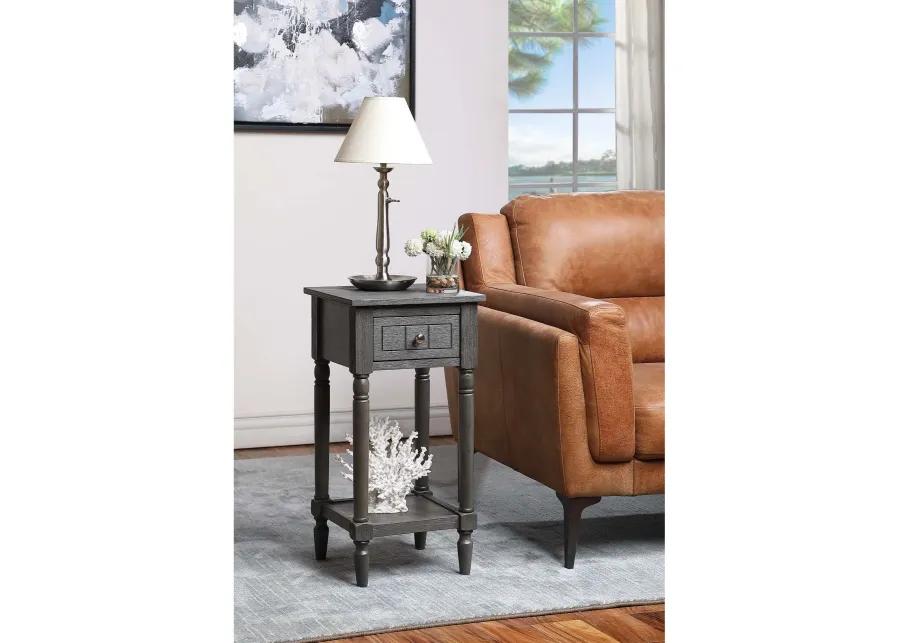 Convenience Concepts French Country Khloe 1 Drawer Accent Table with Shelf, Wirebrush Dark Gray