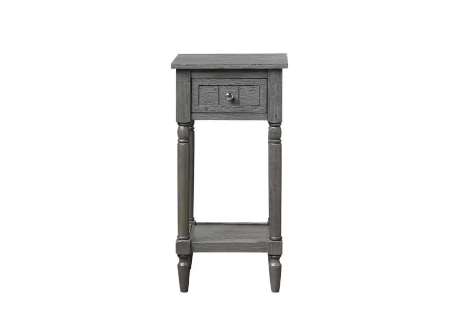 Convenience Concepts French Country Khloe 1 Drawer Accent Table with Shelf, Wirebrush Dark Gray