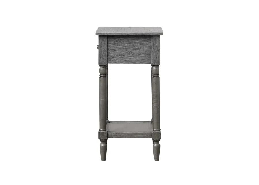 Convenience Concepts French Country Khloe 1 Drawer Accent Table with Shelf, Wirebrush Dark Gray