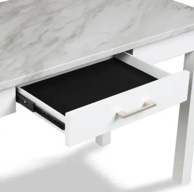 New Classic Furniture Furniture Celeste Faux Marble & Wood Writing Table in White