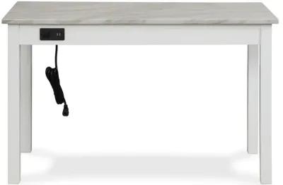 New Classic Furniture Furniture Celeste Faux Marble & Wood Writing Table in White