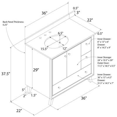 DHP Bleeker 36 Inch Bathroom Vanity