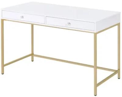 Ottey Vanity Desk In High Gloss & Gold Finish