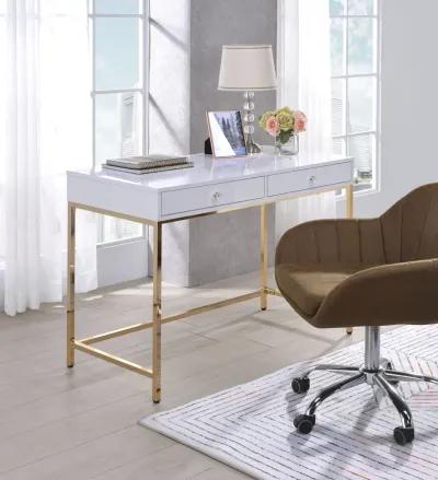 Ottey Vanity Desk In High Gloss & Gold Finish