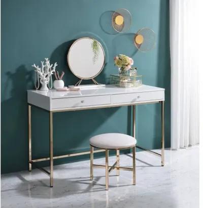 Ottey Vanity Desk In High Gloss & Gold Finish