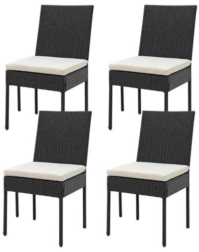 PE Wicker Patio Chairs Set of 4 with Cushions for Porch Deck Garden and Backyard-4 Pieces