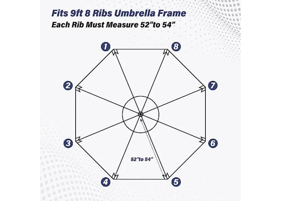 9' Patio Umbrella Replacement Canopy Outdoor Table Market Yard Umbrella Replacement Top Cover