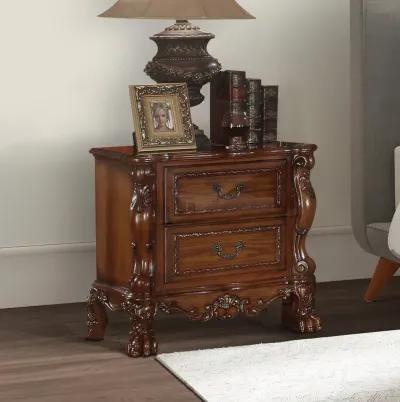 Wooden Night Stand with Two Drawer In Traditional Style, Brown - Benzara