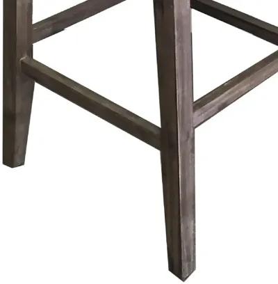 29 Inch Rubberwood Barstool with Wood Grain Details, Panel Back, Brown-Benzara