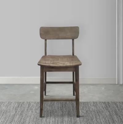 29 Inch Rubberwood Barstool with Wood Grain Details, Panel Back, Brown-Benzara