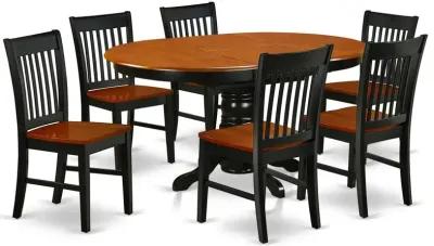 East West Furniture Dining Room Set Black & Cherry, KENO7-BCH-W