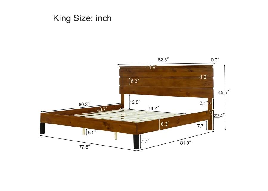 Merax Mid-Century Solid Wood Platform Bed