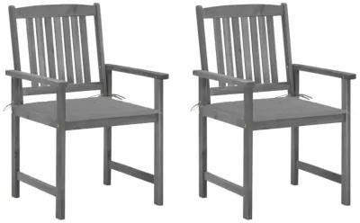 vidaXL Director's Chairs with Cushions 2 pcs Gray Solid Acacia Wood