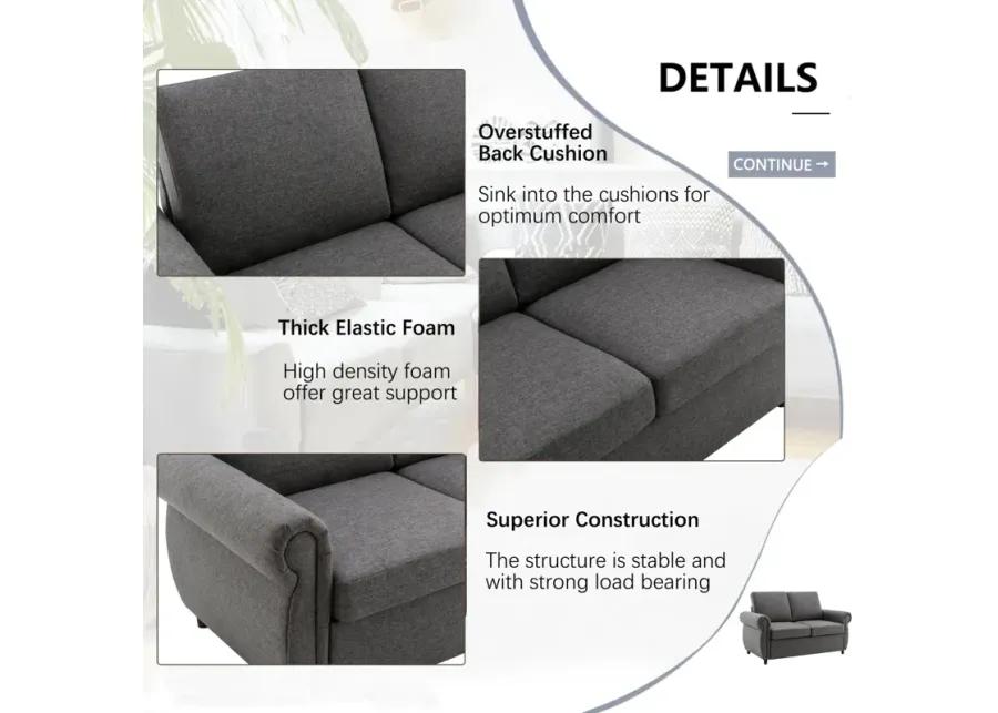 57.5" Pull Out Sofa Bed Loveseat Sleeper With Twin Size Memory Mattress For Living Room Spaces, Gray