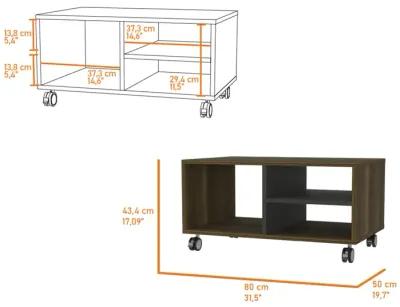 Willow 3-Shelf Rectangle Coffee Table Walnut and Black